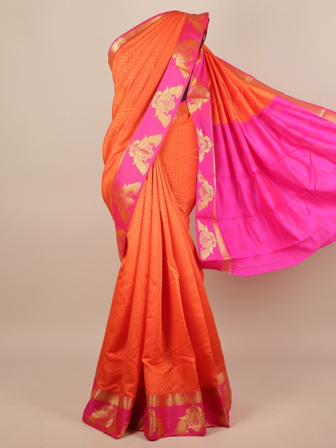 

Pothys Orange & Fuchsia Zari Jute Silk Saree