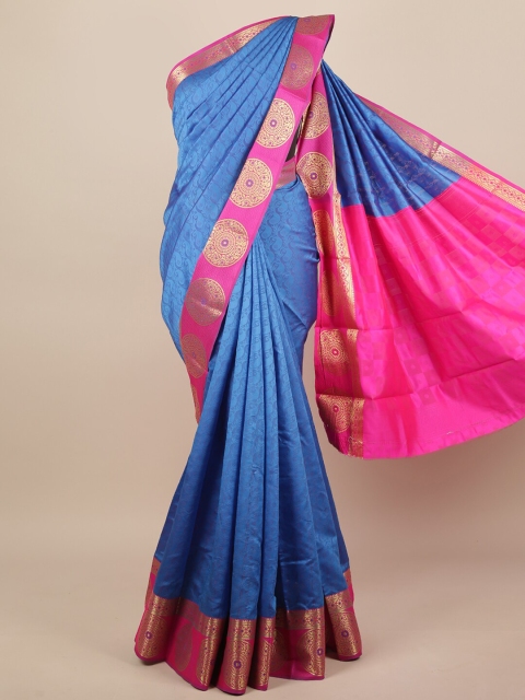 

Pothys Blue & Pink Woven Design Zari Jute Silk Saree