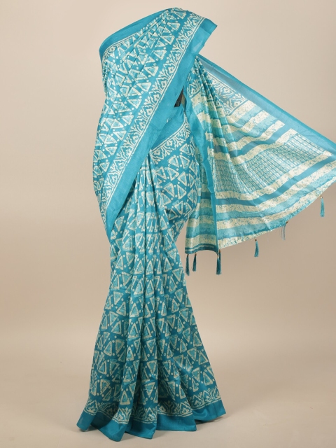 

Pothys Blue & Cream-Coloured Cotton Blend Saree