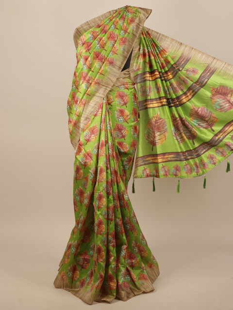 

Pothys Green & Red Floral Saree