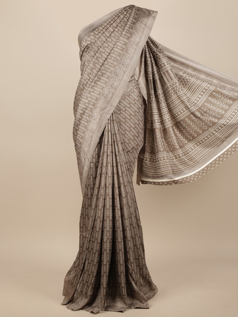 

Pothys Grey & White Ethnic Motifs Jute Silk Saree