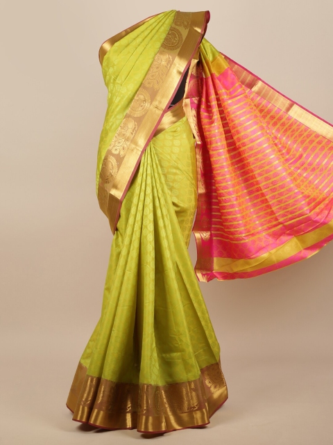 

Pothys Green & Pink Woven Design Zari Jute Silk Saree