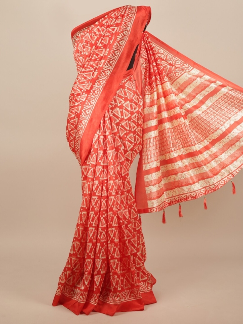 

Pothys Red & White Cotton Blend Saree