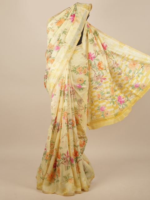 

Pothys Yellow & Orange Floral Saree