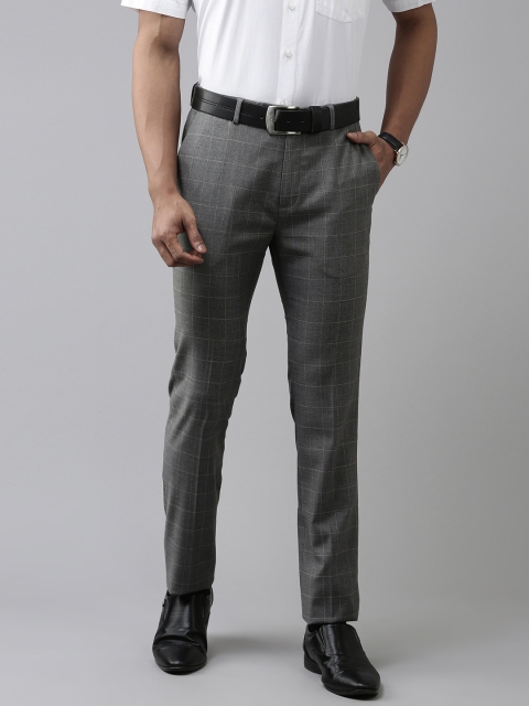 

Arrow Men Grey Checked Slim Fit Formal Trousers