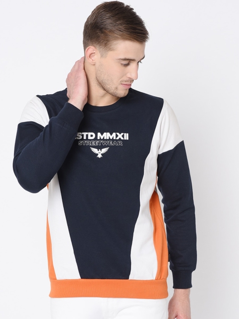 

Rigo Men Navy Blue Printed Sweatshirt