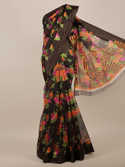 

Pothys Women Brown Cotton Blend Floral Printed Saree