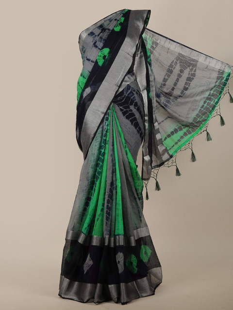

Pothys Multi-Coloured Jute Silk Tie-Dye Printed Saree, Black