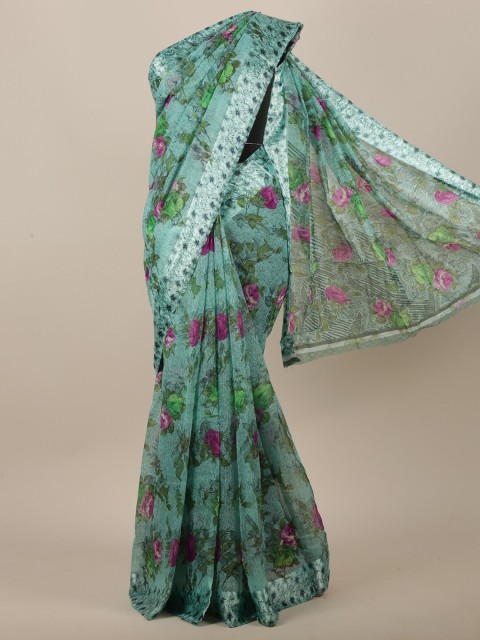 

Pothys Women Green Cotton Blend Floral Printed Saree