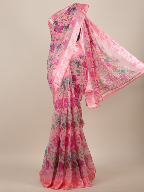

Pothys Pink Cotton Blend Floral Printed Saree
