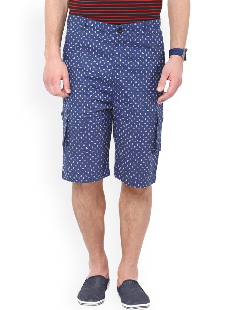 

Hypernation Men Blue Printed Shorts