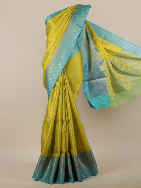 

Pothys Women Green & Blue Geometric Woven Designed Saree