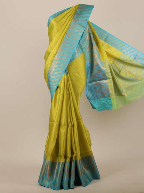 

Pothys Women Green & Blue Geometric Woven Designed Saree