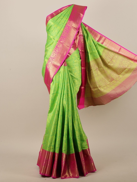 

Pothys Women Green & Pink Floral Woven Designed Saree