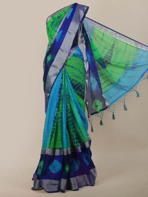 

Pothys Women Multicoloured Jute Silk Tie-Dye Printed Saree, Multi