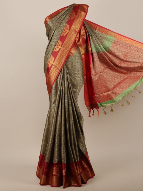 

Pothys Grey & Red Woven Design Zari Jute Silk Saree