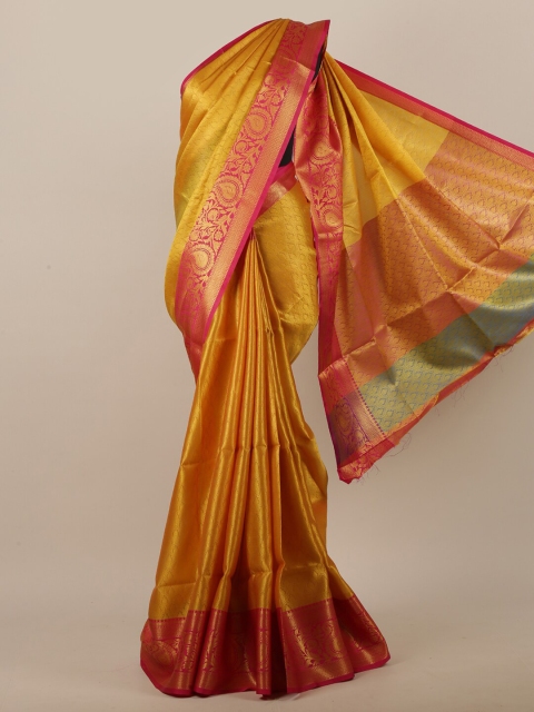 

Pothys Mustard & Red Woven Design Jute Silk Saree