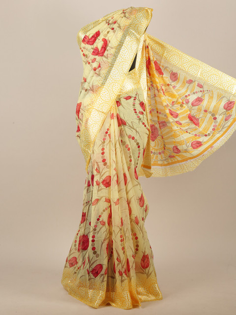 

Pothys Yellow & Red Floral Printed Saree