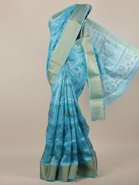 

Pothys Blue & Gold Ethnic Motifs Zari Saree