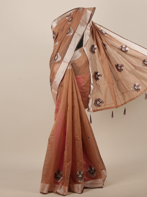 

Pothys Brown & Silver Ethnic Motifs Saree