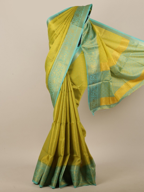 

Pothys Green & Turquoise Blue Woven Design Jute Silk Saree