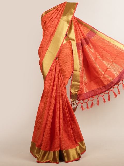 

Pothys Orange & Gold Jute Silk Zari Saree