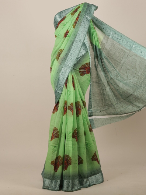 

Pothys Green & Red Ethnic Motifs Printed Saree