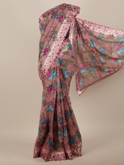 

Pothys Brown & Blue Floral Printed Saree