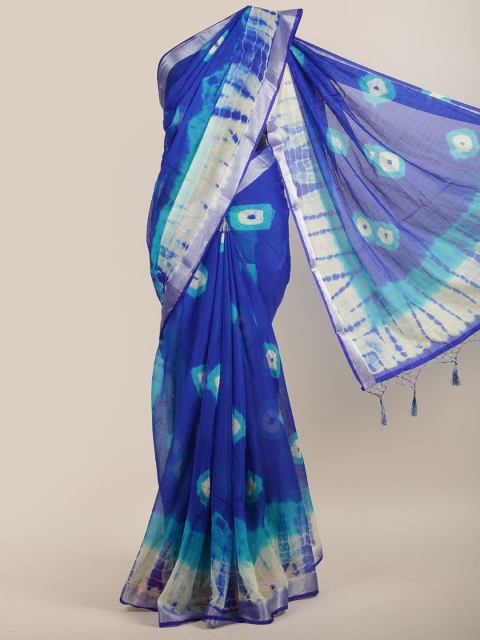 

Pothys Blue & Green Batik Zari Jute Silk Saree