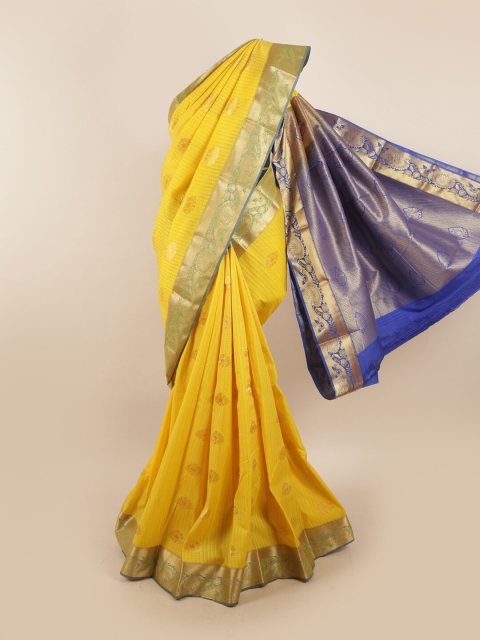 

Pothys Yellow & Blue Woven Design Silk Blend Saree