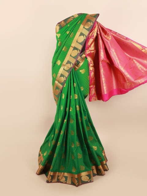 

Pothys Green & Pink Ethnic Motifs Zari Silk Blend Saree