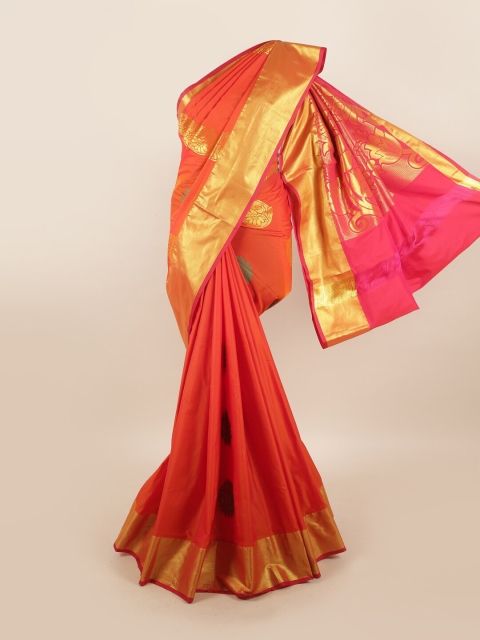 

Pothys Orange & Gold-Toned Ethnic Motifs Saree