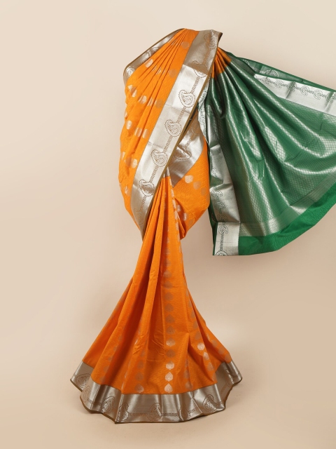 

Pothys Mustard & Green Ethnic Motifs Silk Blend Saree