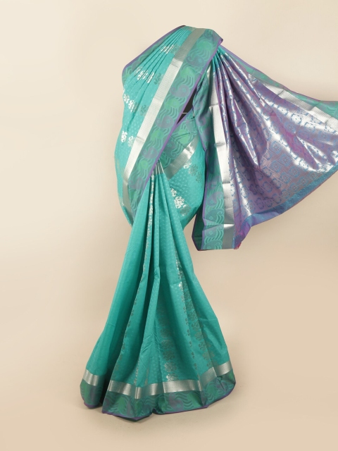 

Pothys Sea Green & Blue Ethnic Motifs Zari Saree