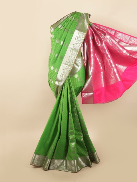 

Pothys Green & Pink Ethnic Motifs Silk Blend Saree