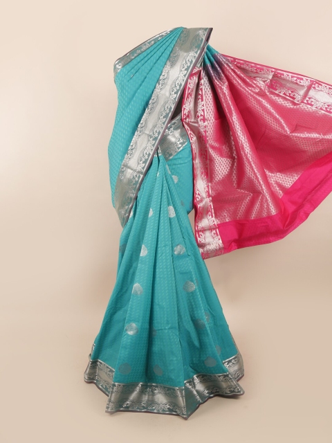 

Pothys Blue & Fuchsia Woven Design Silk Blend Saree