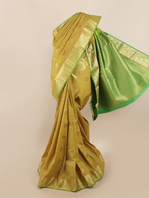 

Pothys Green & Gold-Toned Ethnic Motifs Zari Saree
