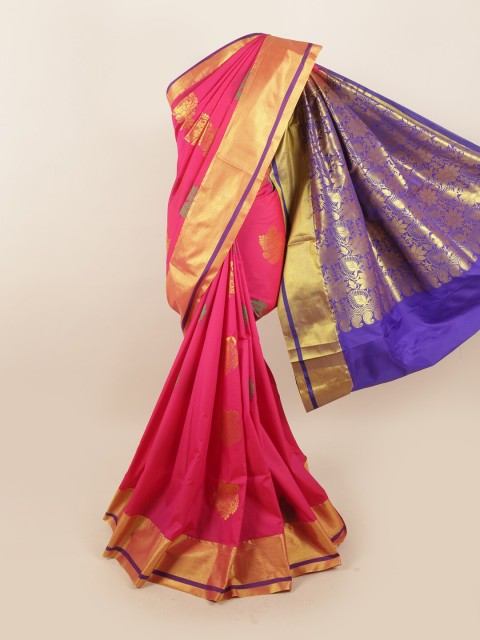 

Pothys Pink & Blue Ethnic Motifs Zari Silk Blend Saree