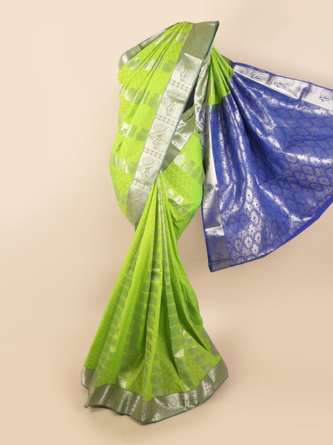 

Pothys Green & Blue Ethnic Motifs Zari Silk Blend Saree