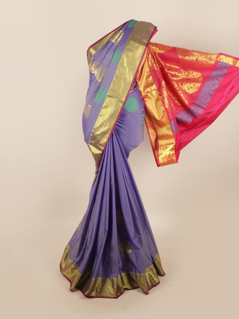 

Pothys Lavender & Pink Ethnic Motifs Zari Silk Blend Saree