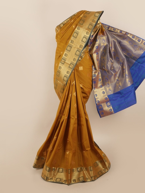 

Pothys Mustard & Blue Woven Design Silk Blend Saree