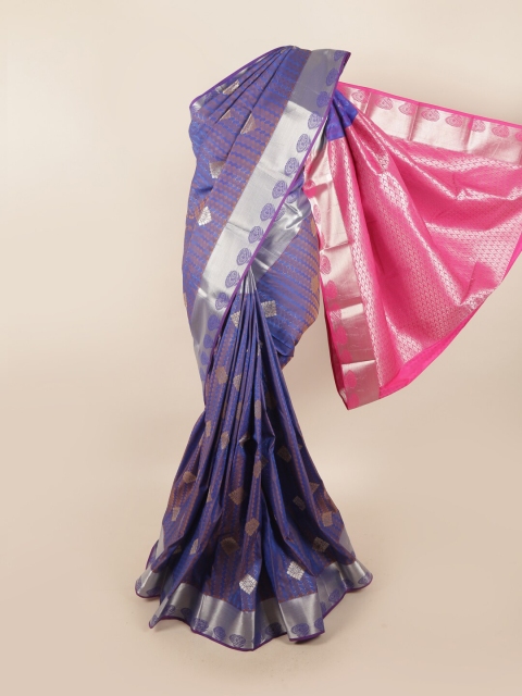 

Pothys Blue & Pink Woven Design Silk Blend Saree