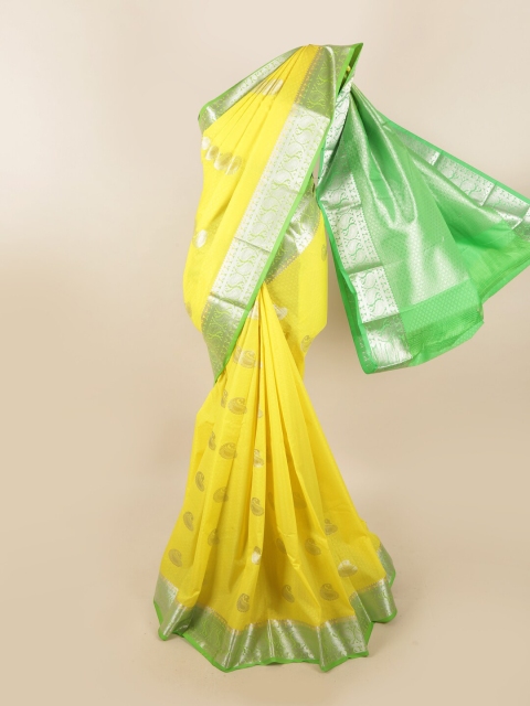 

Pothys Yellow & Green Paisley Woven Designed Saree