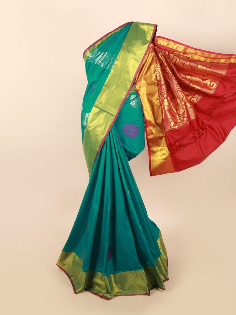 

Pothys Green & Red Woven Design Zari Silk Blend Saree