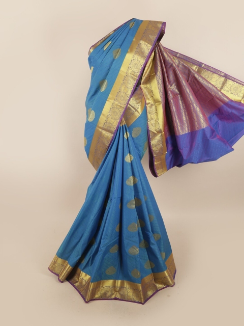 

Pothys Blue & Gold-Coloured Ethnic Motifs Zari Silk Blend Saree