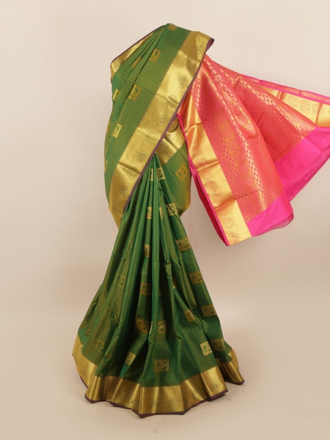 

Pothys Green & Pink Ethnic Motifs Zari Saree