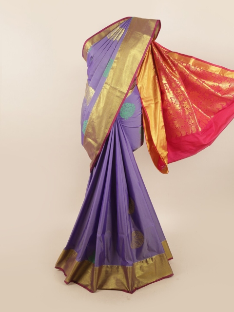 

Pothys Lavender & Pink Ethnic Motifs Zari Silk Blend Saree