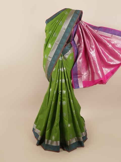 

Pothys Green & Pink Woven Design Silk Blend Saree