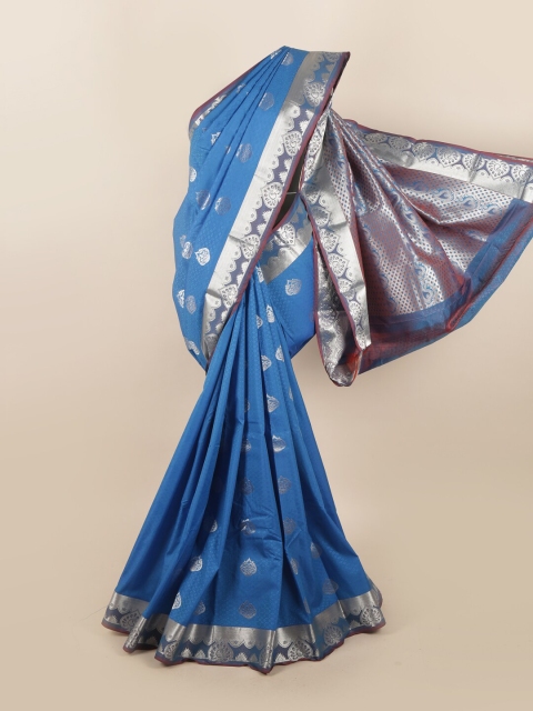 

Pothys Blue & Maroon Woven Design Silk Blend Saree