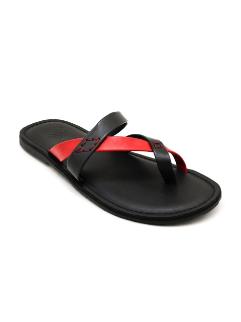 

TRENDS & TRADES Men Black & Red Colourblocked Comfort Sandals